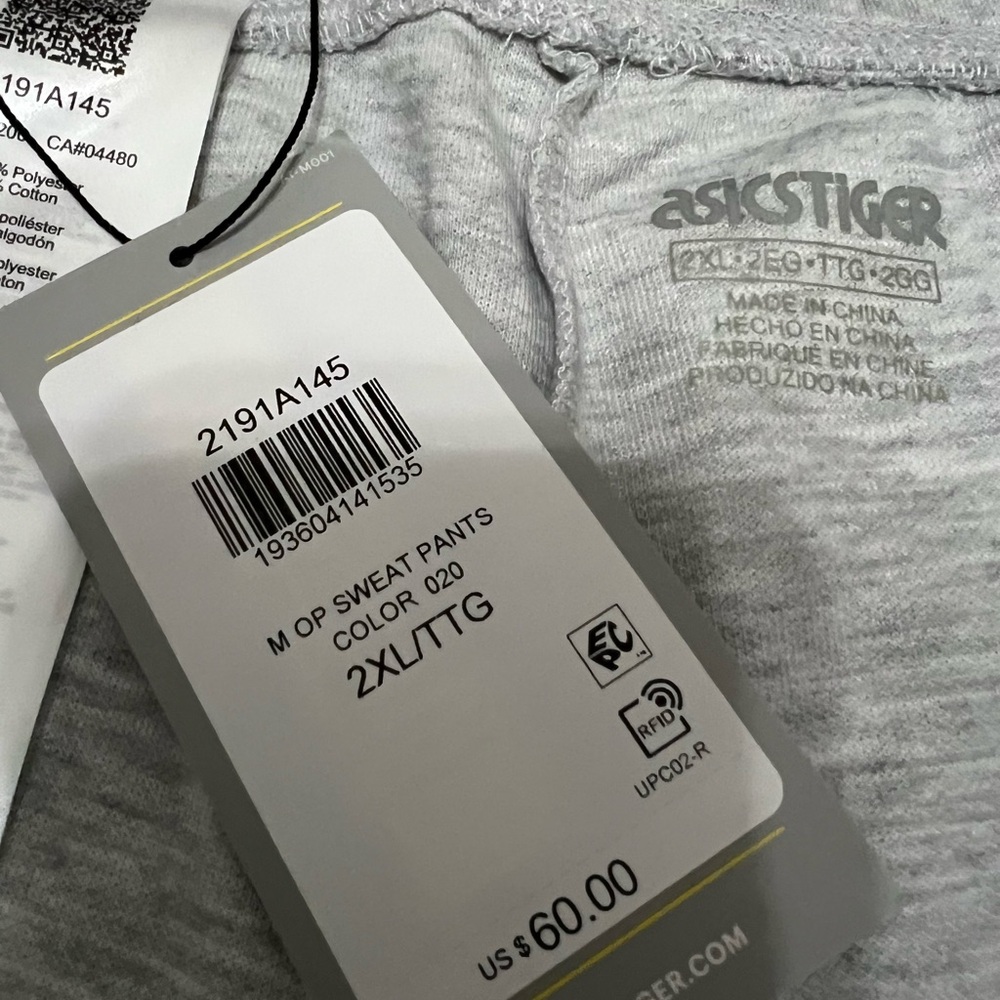 Asicstiger, Gray Sweatpants, Mens Sz 2XL, NWT - Picture 2 of 3